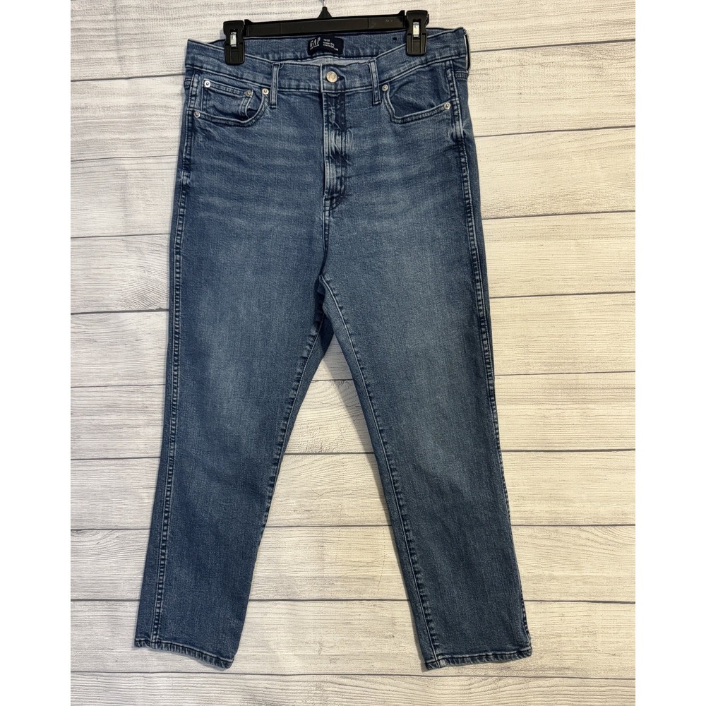 GAP Women's High Rise Vintage Slim Jeans 14/32 Blue Stretch Denim